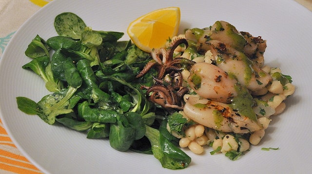 Grilled Calamari, Heirloom White Beans - Turntable Kitchen