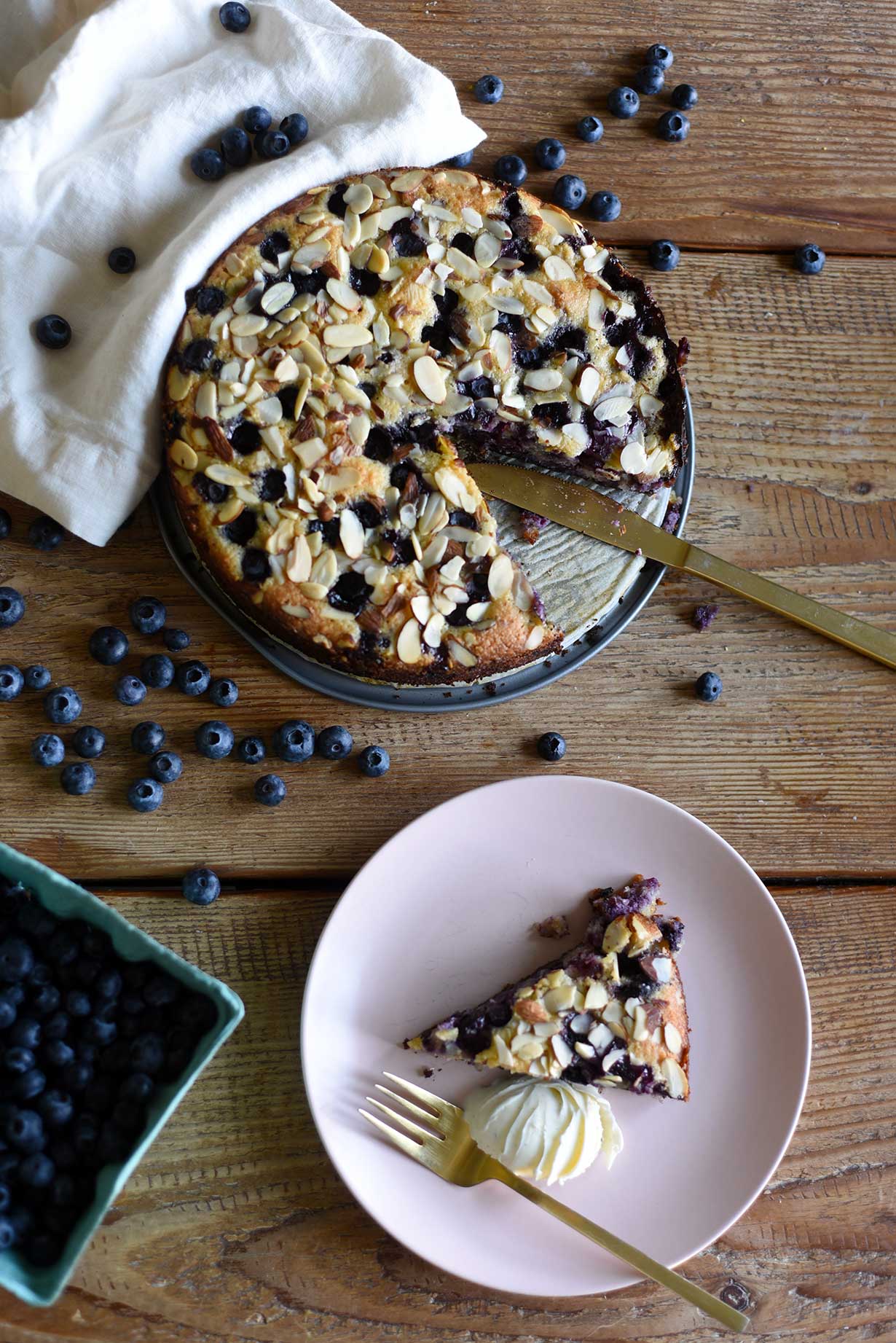Coconut, Almond, and Blueberry Cake