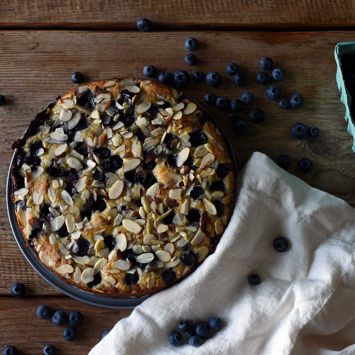 Coconut, Almond, and Blueberry Cake