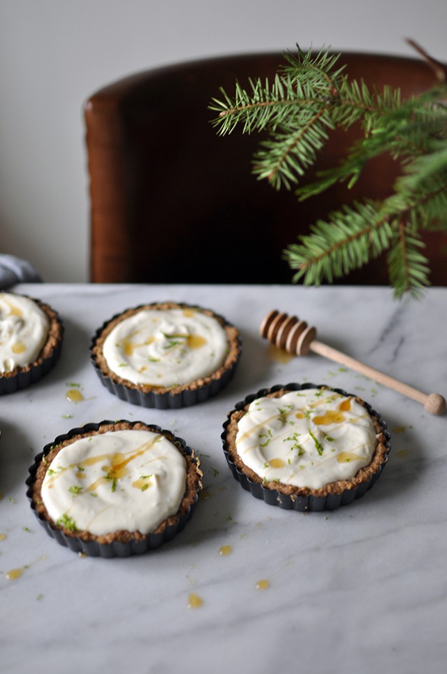 Ricotta-Lime Tarts in Walnut Crust