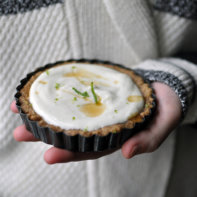 Ricotta-Lime Tarts in Walnut Crust