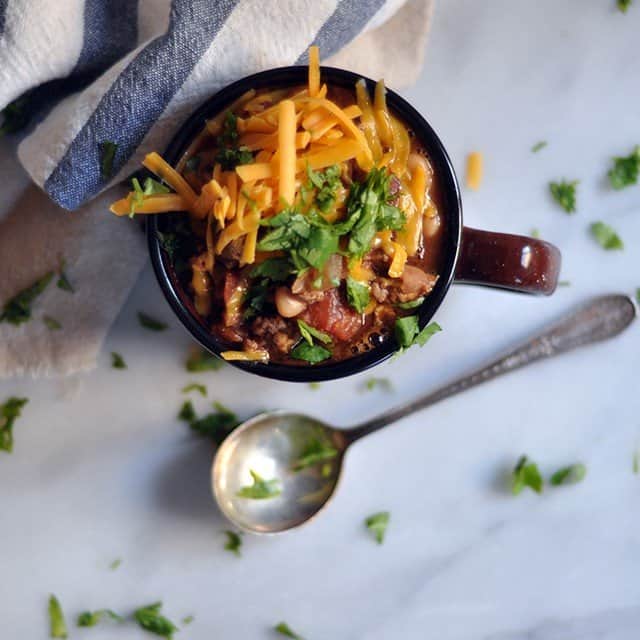 White Bean Turkey Chili with Warm Spices, Cocoa, and Orange