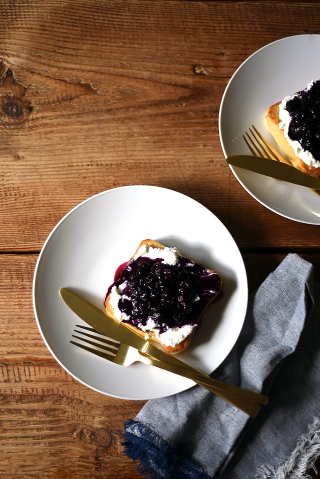 Ricotta Toast with Blueberry-Basil Quick Jam