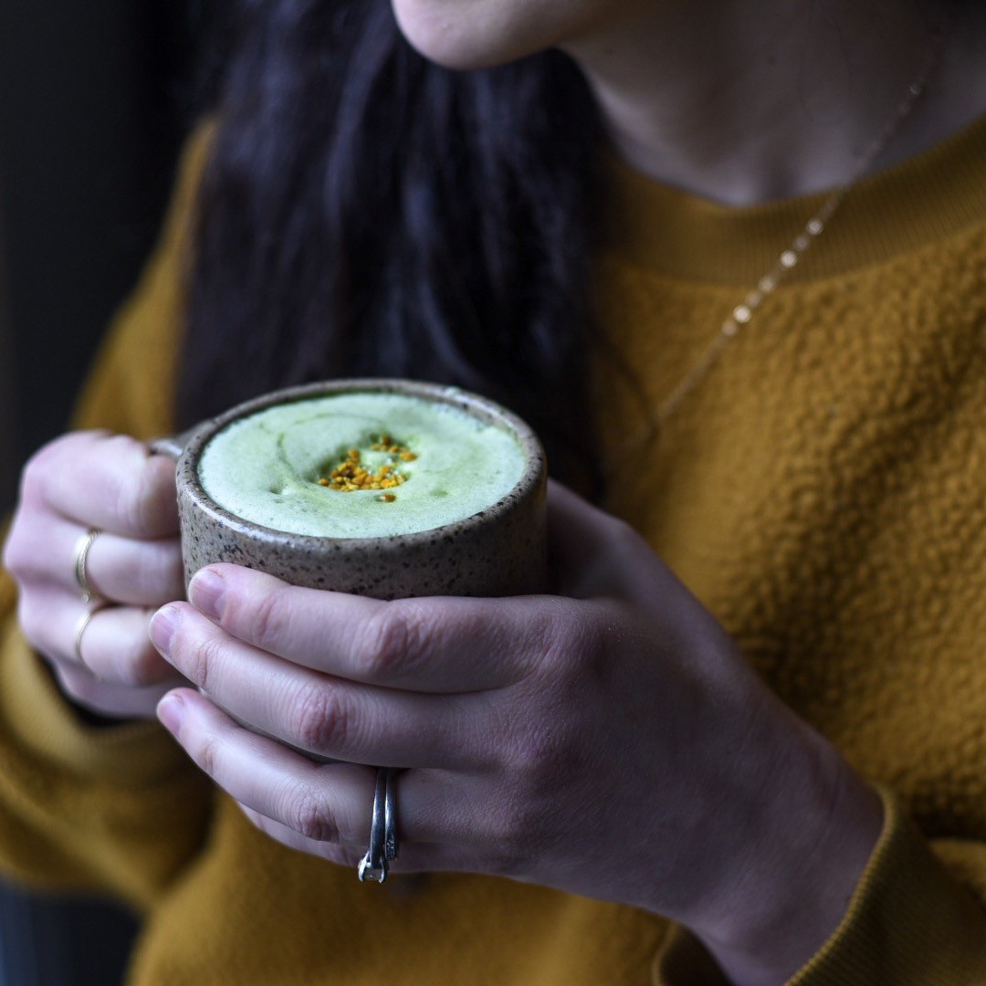 Frothy Matcha Latte (Made in a French Press)