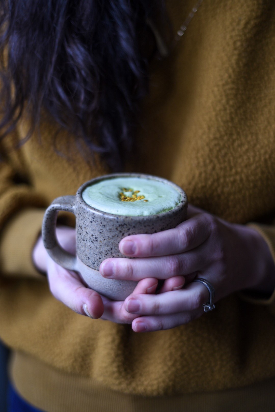 Frothy Matcha Latte (Made in a French Press)