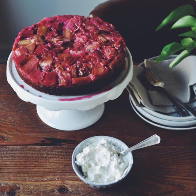 Rhubarb and Rye Upside Down Cake