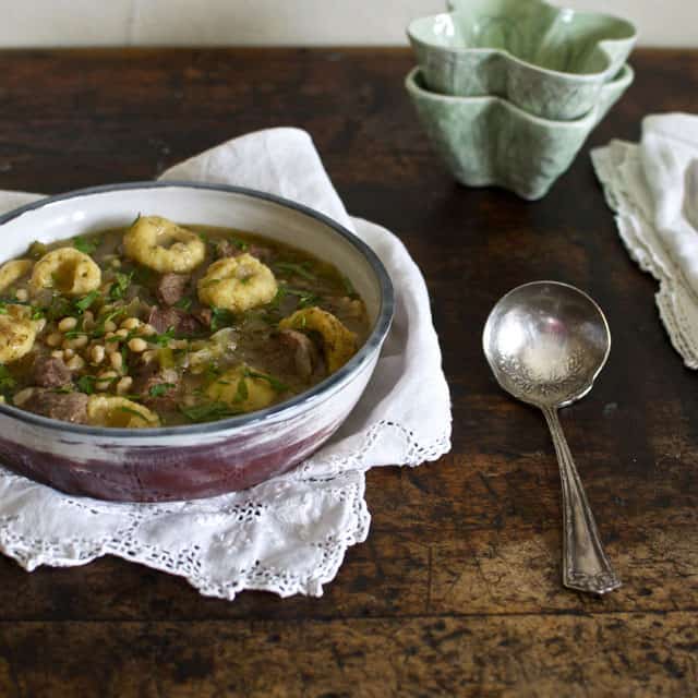 Lamb and White Bean Chili with Masa Dumplings Recipe