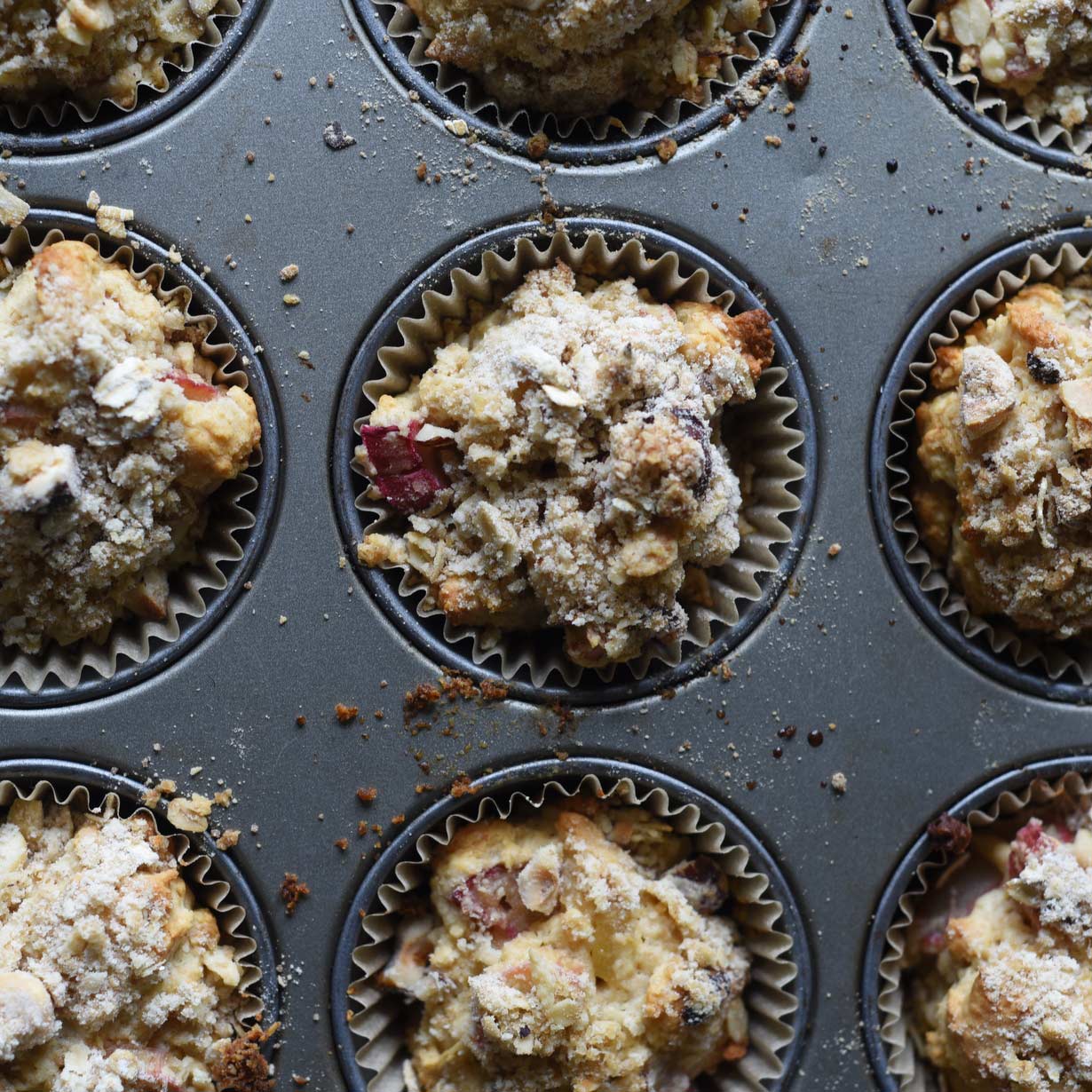 These Rhubarb Muffins with Candied Ginger are moist and super easy to make: all you need is a few bowls and a muffin pan! If you're looking for inspiring rhubarb recipes, look no further than this breakfast and snack time favorite.