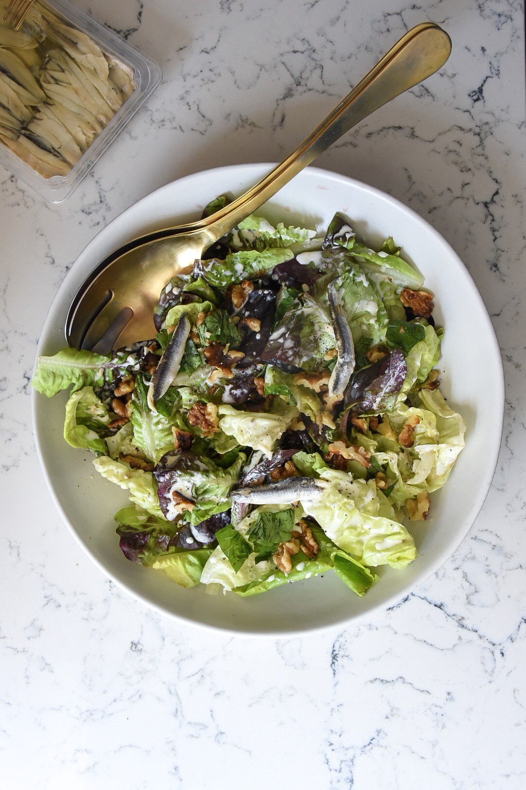 Spring Lettuces with Anchovy Cream recipe