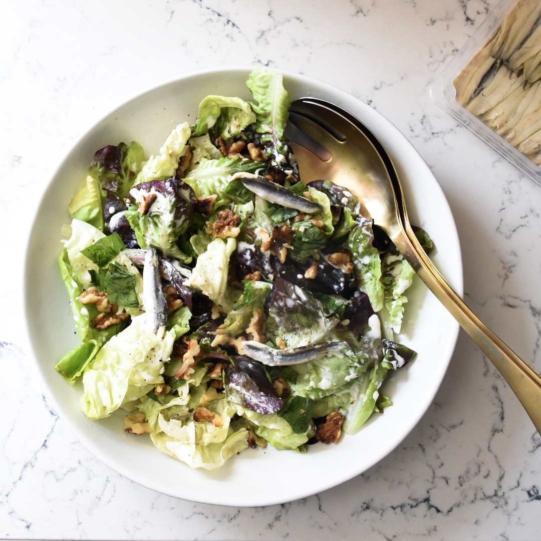 Spring Lettuces with Anchovy Cream recipe