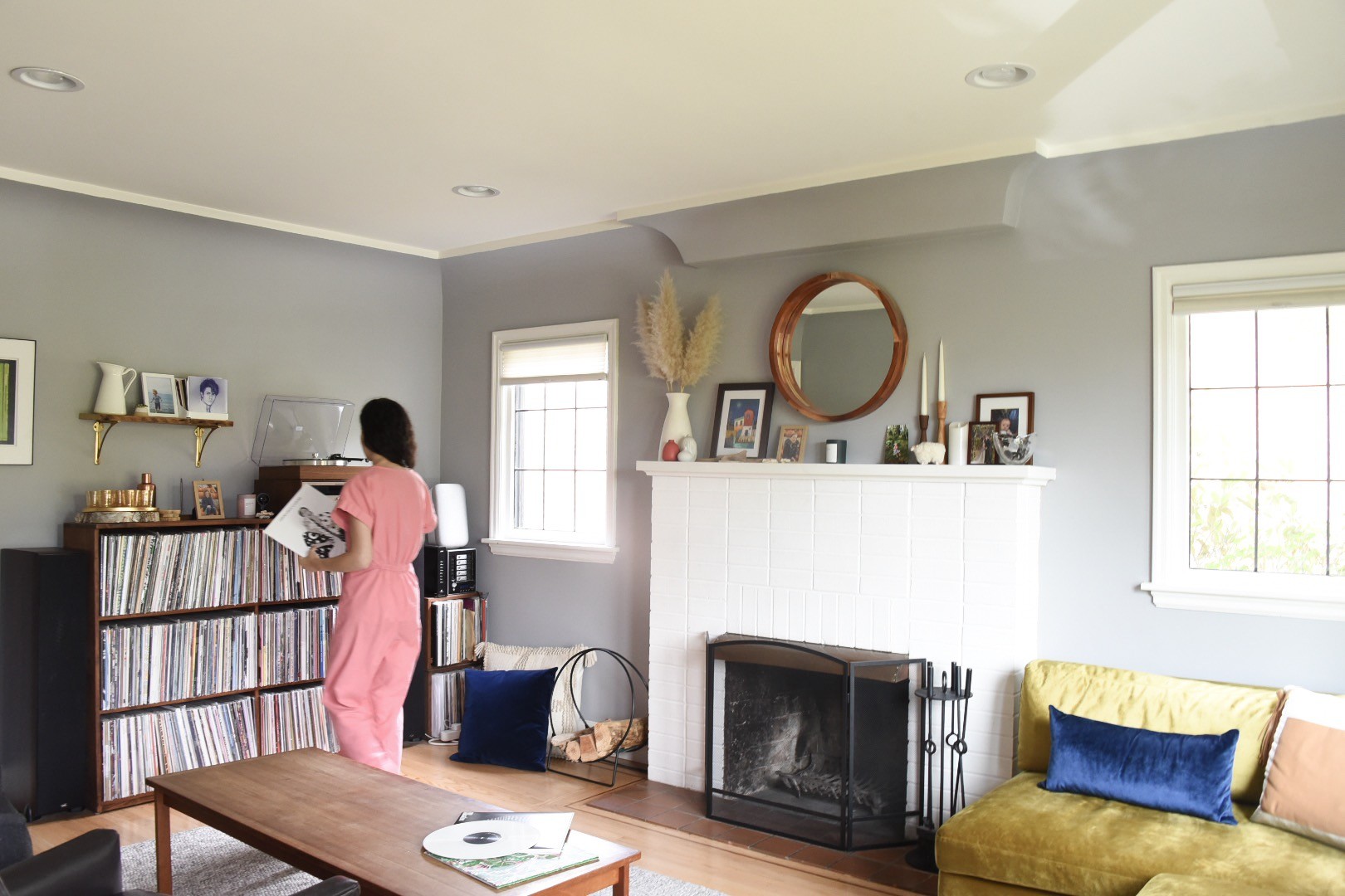 playing vinyl records