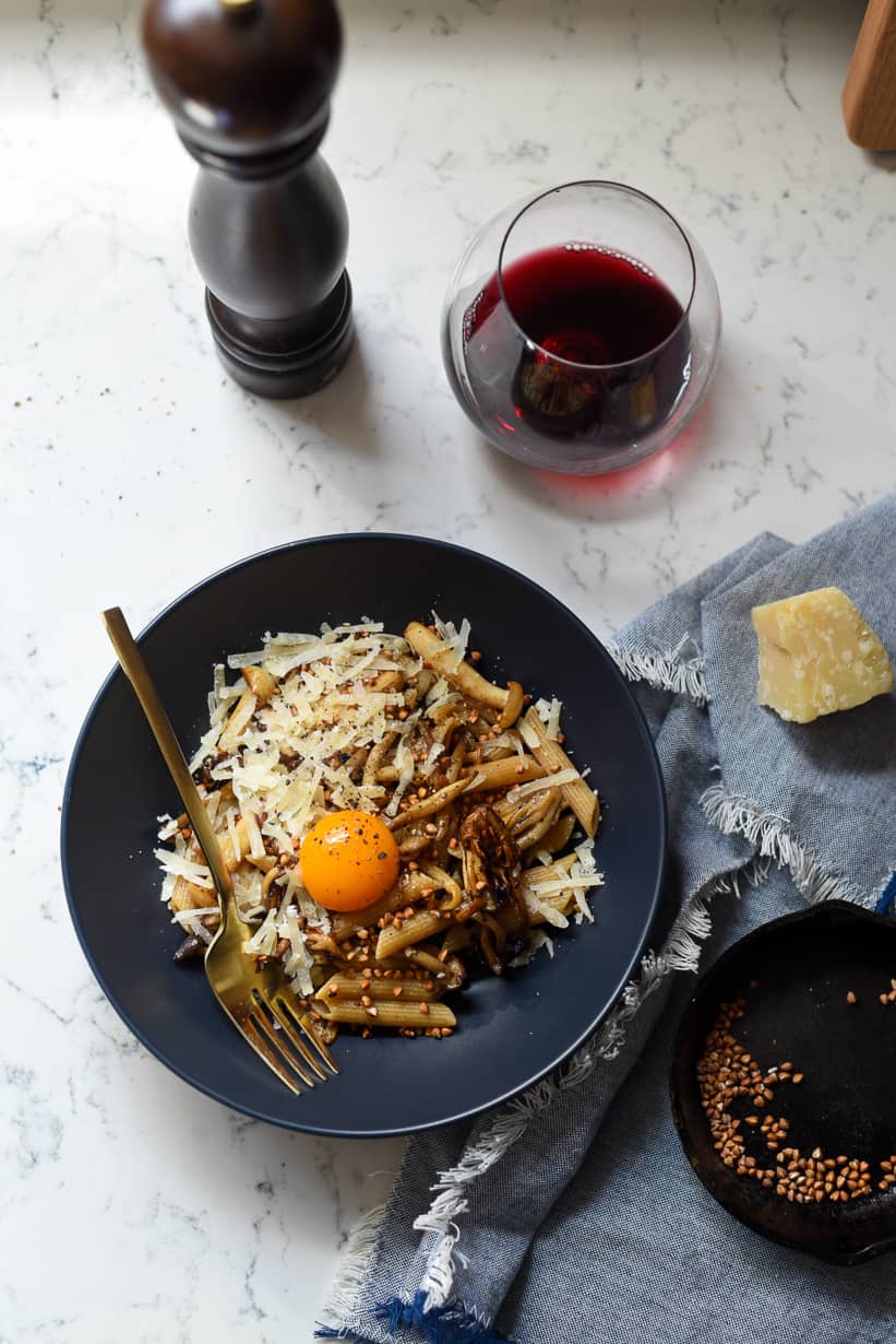 Whole Wheat Penne with Brown-Buttered Mushrooms