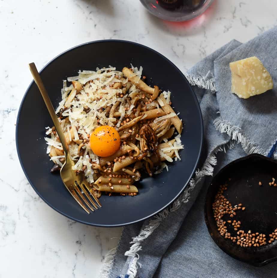 Whole Wheat Penne with Brown-Buttered Mushrooms