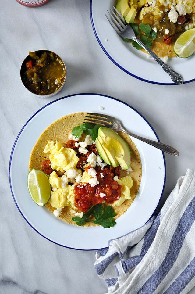 Breakfast Tacos with Soft Scrambled Eggs & Chorizo (Sponsored)