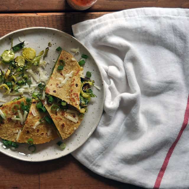 Roasted Brussels Sprout Quesadillas with Monterey Jack and Scallions