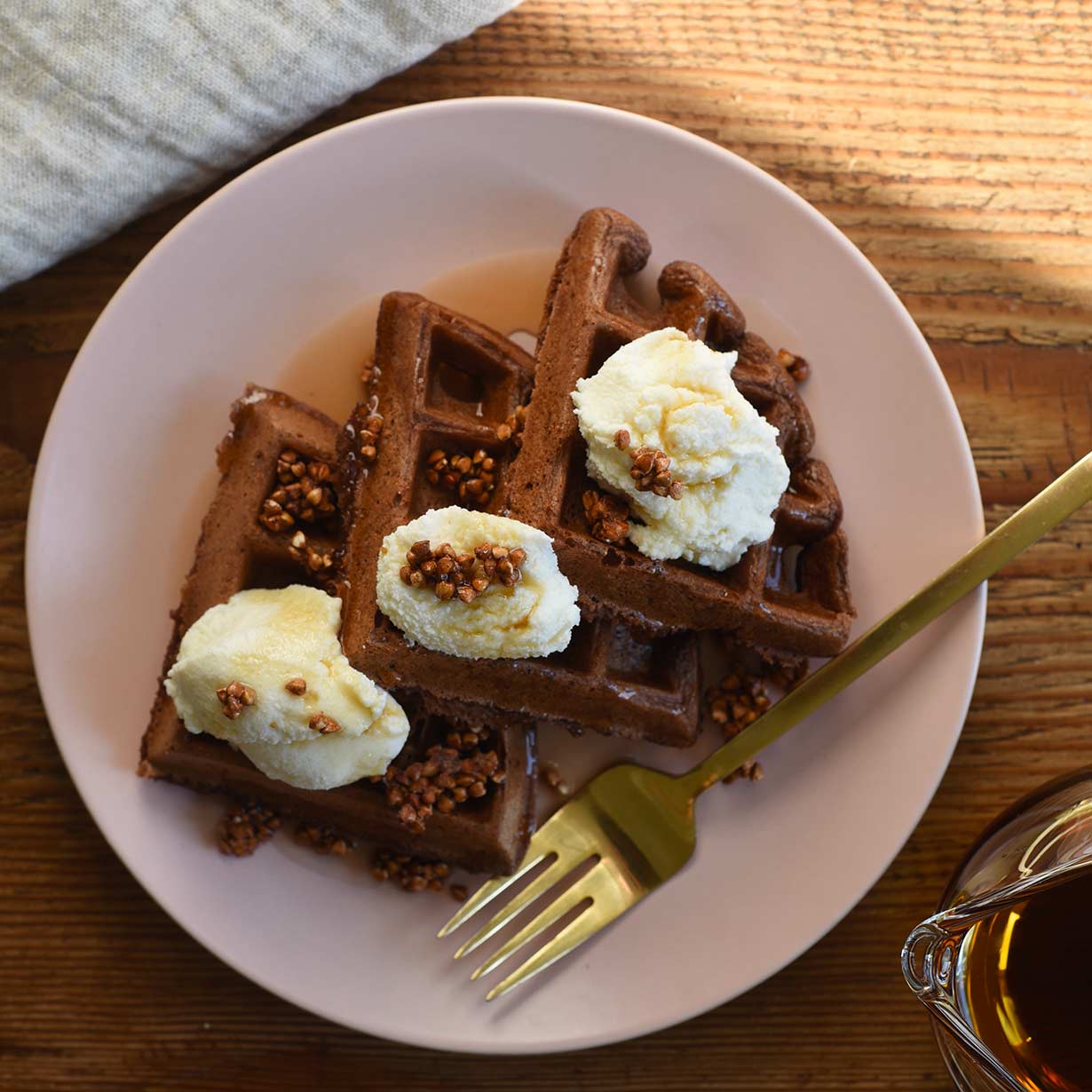 Chocolate Waffles with Buckwheat Toasties