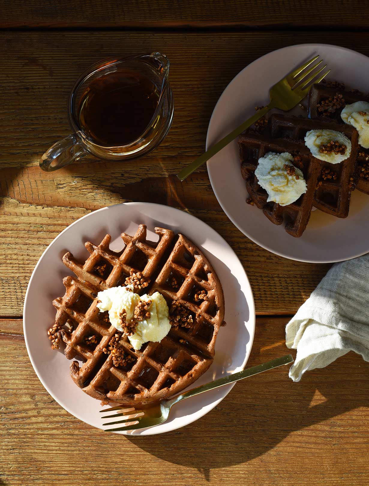 Chocolate Waffles with Buckwheat Toasties