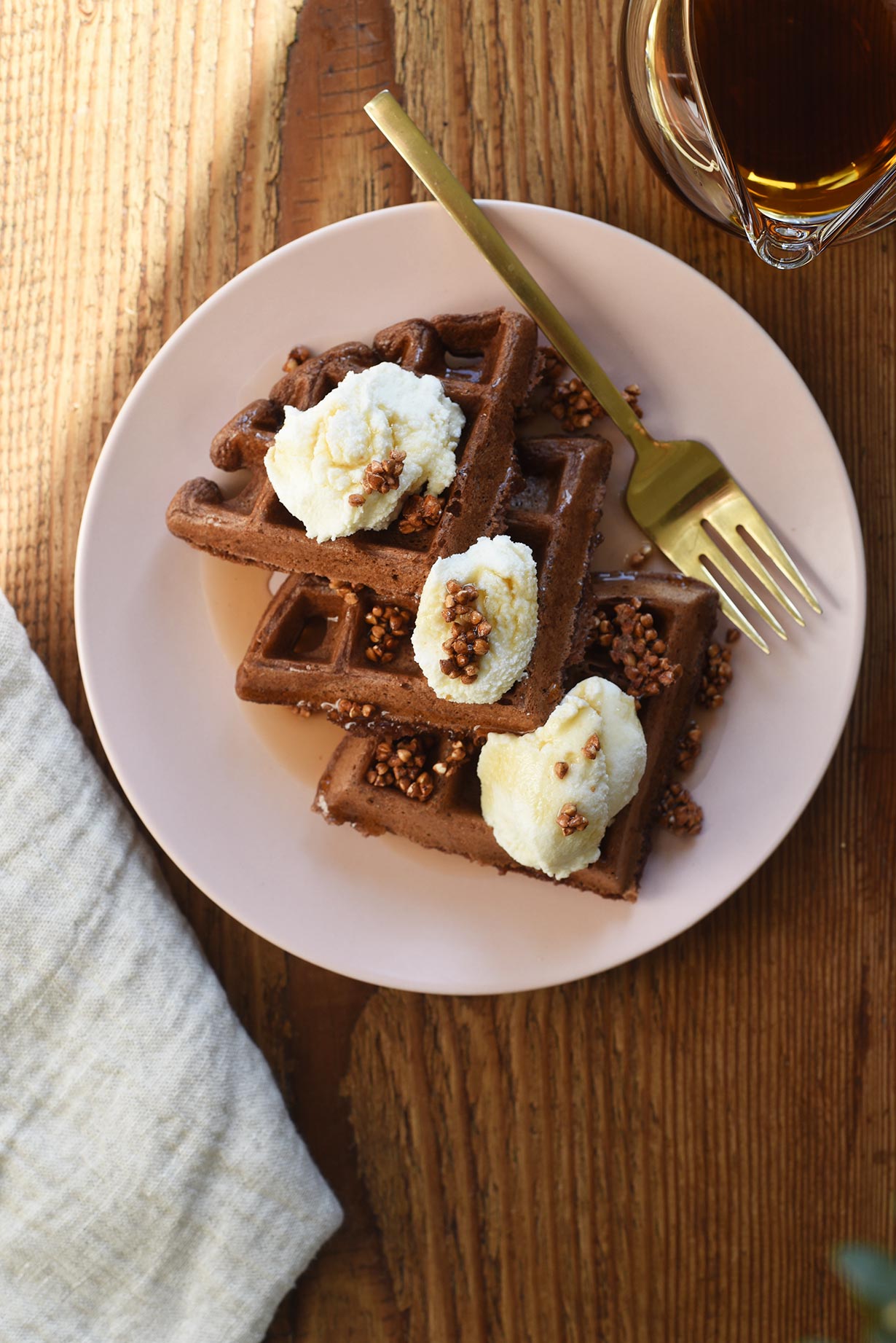 Chocolate Waffles with Buckwheat Toasties