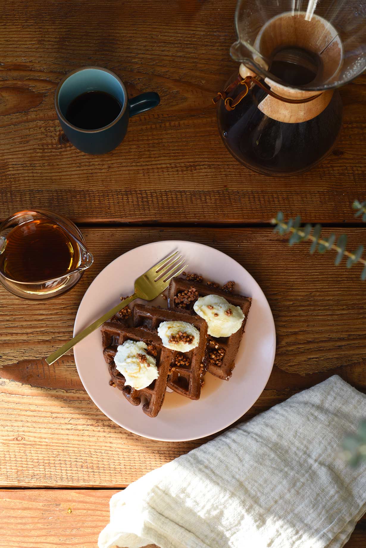 Chocolate Waffles with Buckwheat Toasties