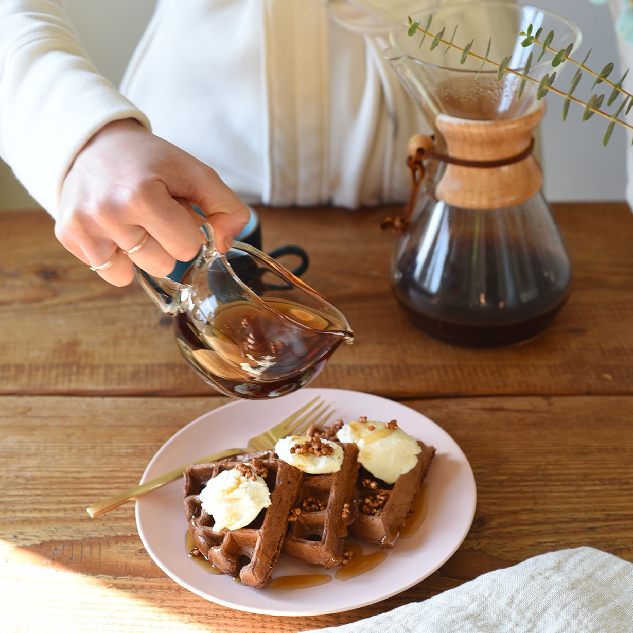 Chocolate Waffles with Buckwheat Toasties