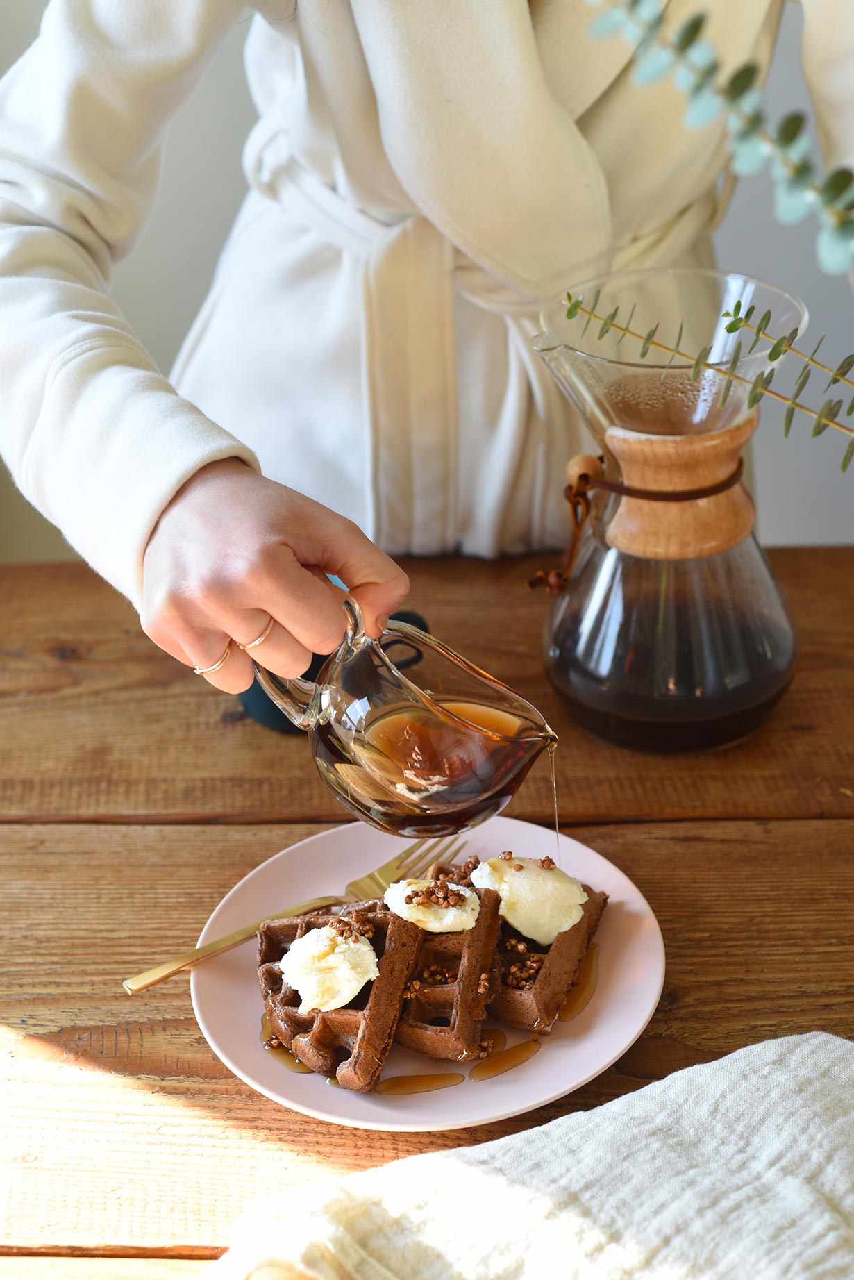 Chocolate Waffles with Buckwheat Toasties