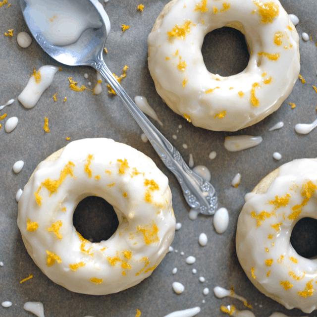 Baked Vanilla Cake Donuts with Maple and Meyer Lemon Glaze