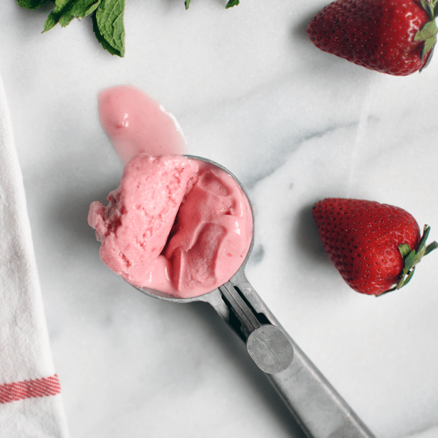 Strawberry-Raspberry and Mint Frozen Yogurt