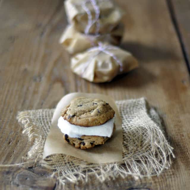 Peanut Butter and Chocolate Chunk Ice Cream Sandwiches