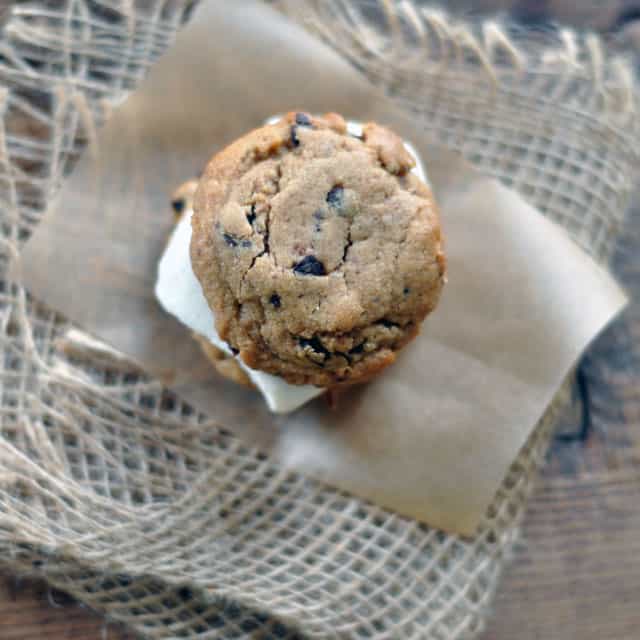 Peanut Butter and Chocolate Chunk Ice Cream Sandwiches