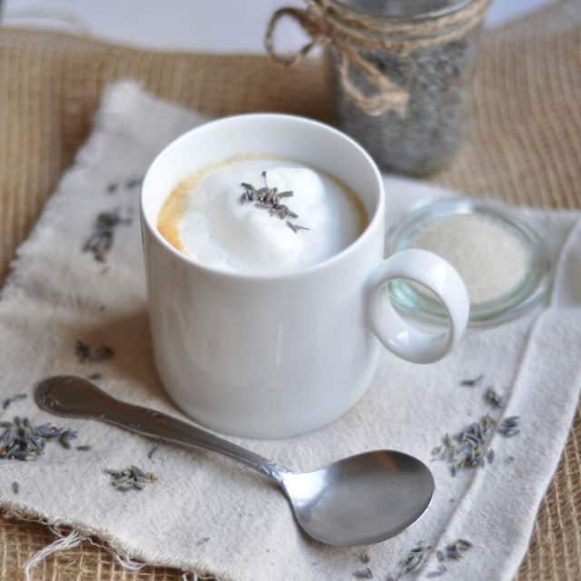 Dried lavender in coffee for a Lavender Latte recipe