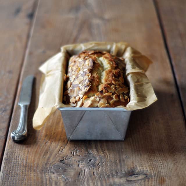 Cream Cheese Pound Cake with Cardamom, Vanilla and Almonds