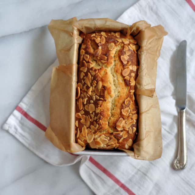 Cream Cheese Pound Cake with Cardamom, Vanilla and Almonds