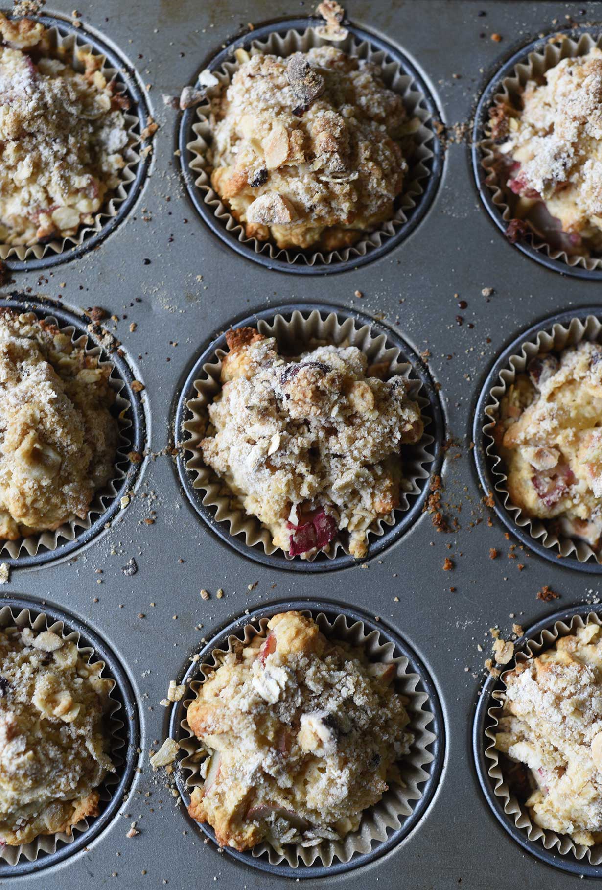 These Rhubarb Muffins with Candied Ginger are moist and super easy to make: all you need is a few bowls and a muffin pan! If you're looking for inspiring rhubarb recipes, look no further than this breakfast and snack time favorite.