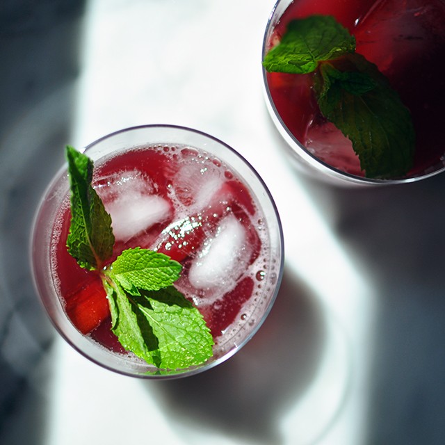 Iced Rhubarb-Hibiscus Tea