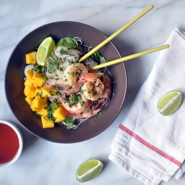 Vietnamese Shrimp and Mango Noodle Bowls