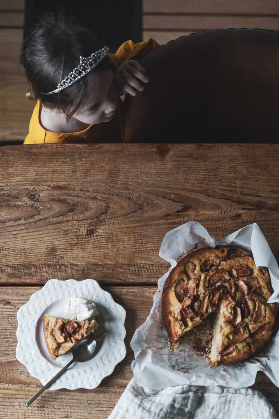 This easy apple cake is moist, sky high, and rich without being too unhealthy. It made with whole wheat pastry flour and Greek yogurt. Get the recipe!