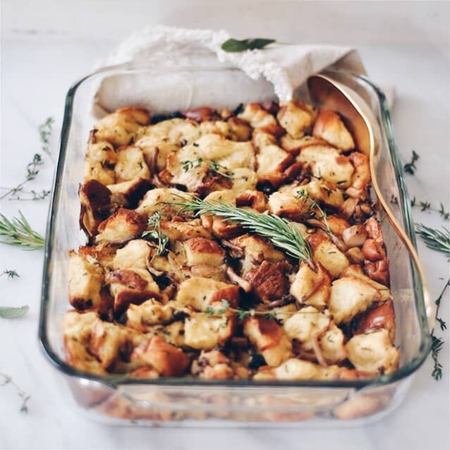 Wild Mushroom and Challah Stuffing with Loads of Herbs