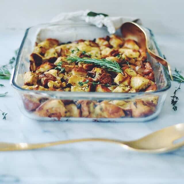 Wild Mushroom and Challah Stuffing with Loads of Herbs