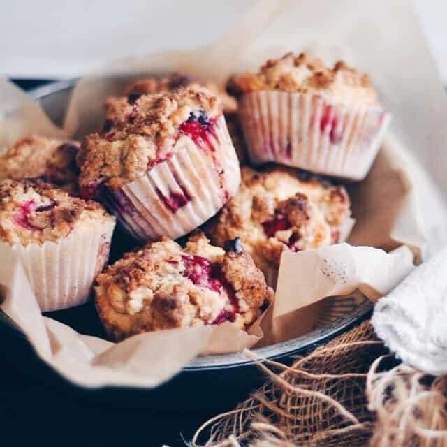 Cranberry Muffins with Walnut Crumb Topping