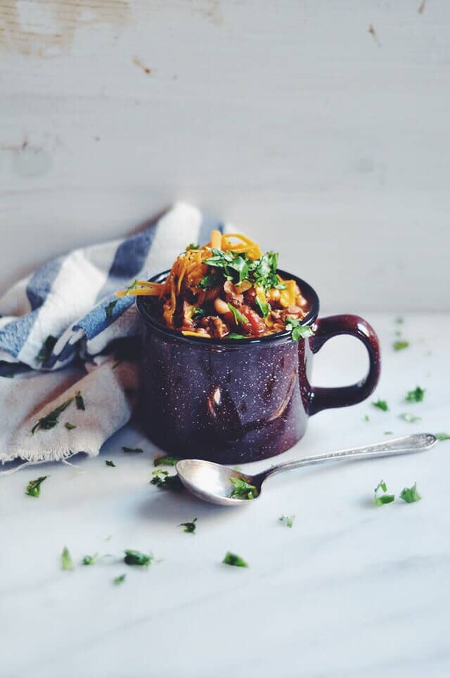 White Bean Turkey Chili with Warm Spices, Cocoa, and Orange