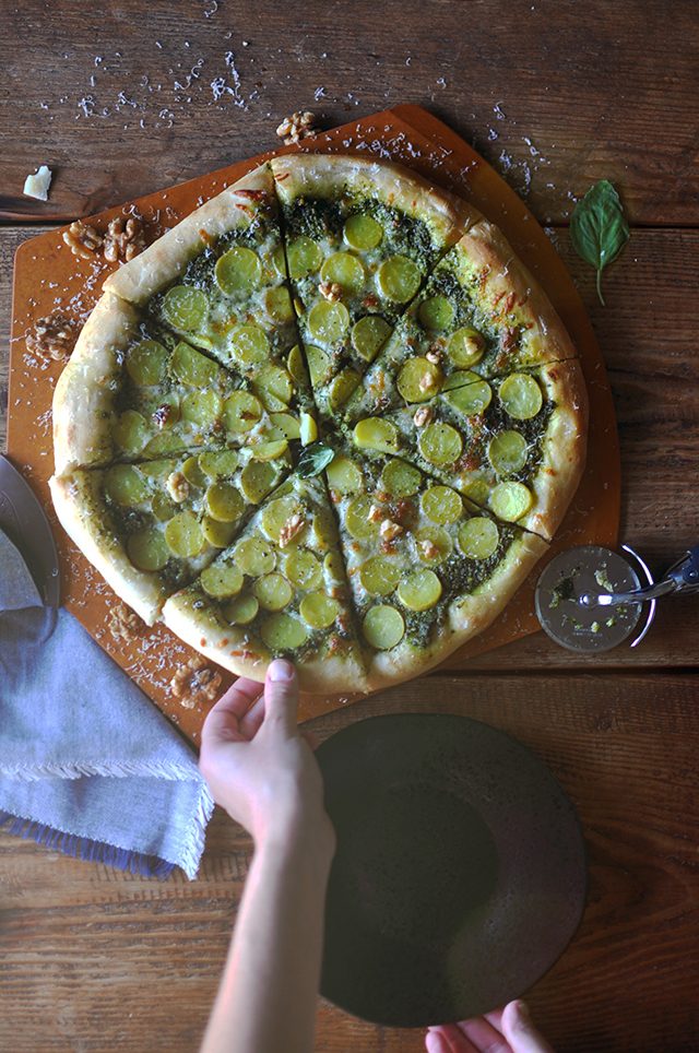 Walnut Pesto and Potato Pizza